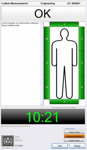 Model 53 Radiation Portal Monitor screen capture