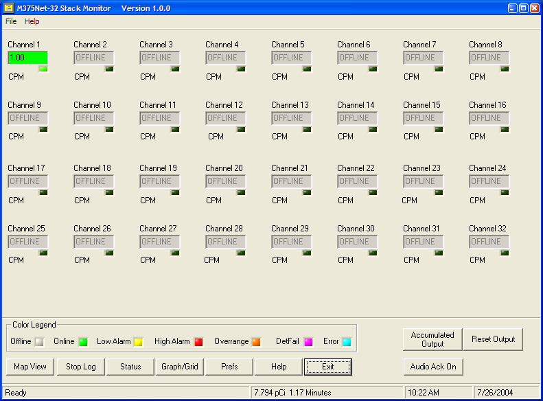 Model 375 Area Monitor software